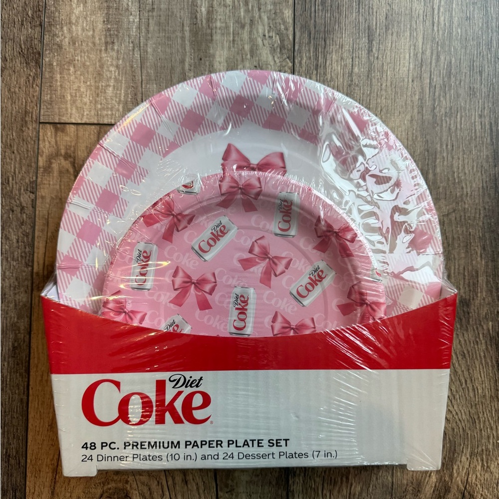 New Diet Coke Pink Paper Plate Set